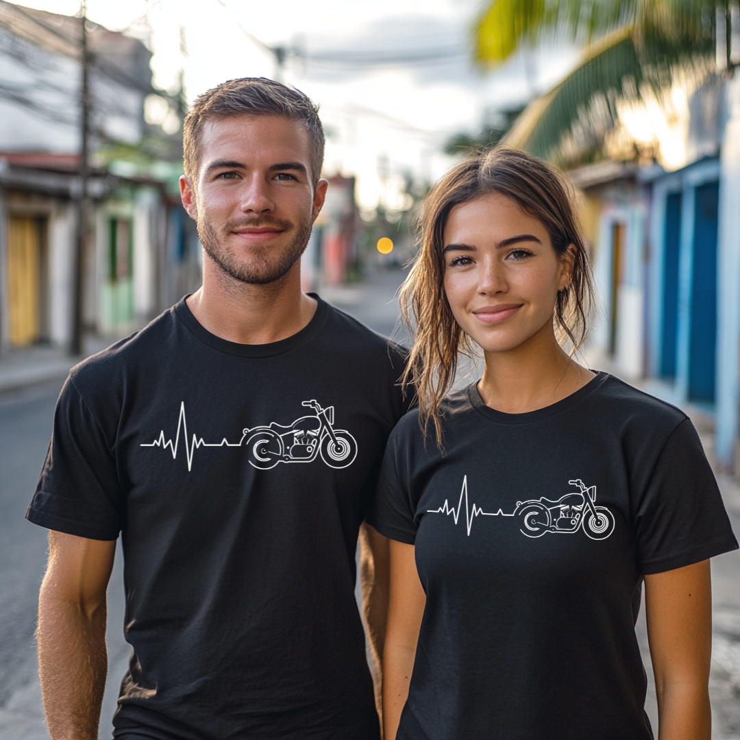 Biker Heartbeat T-Shirt | Motorcycle Lover Gift