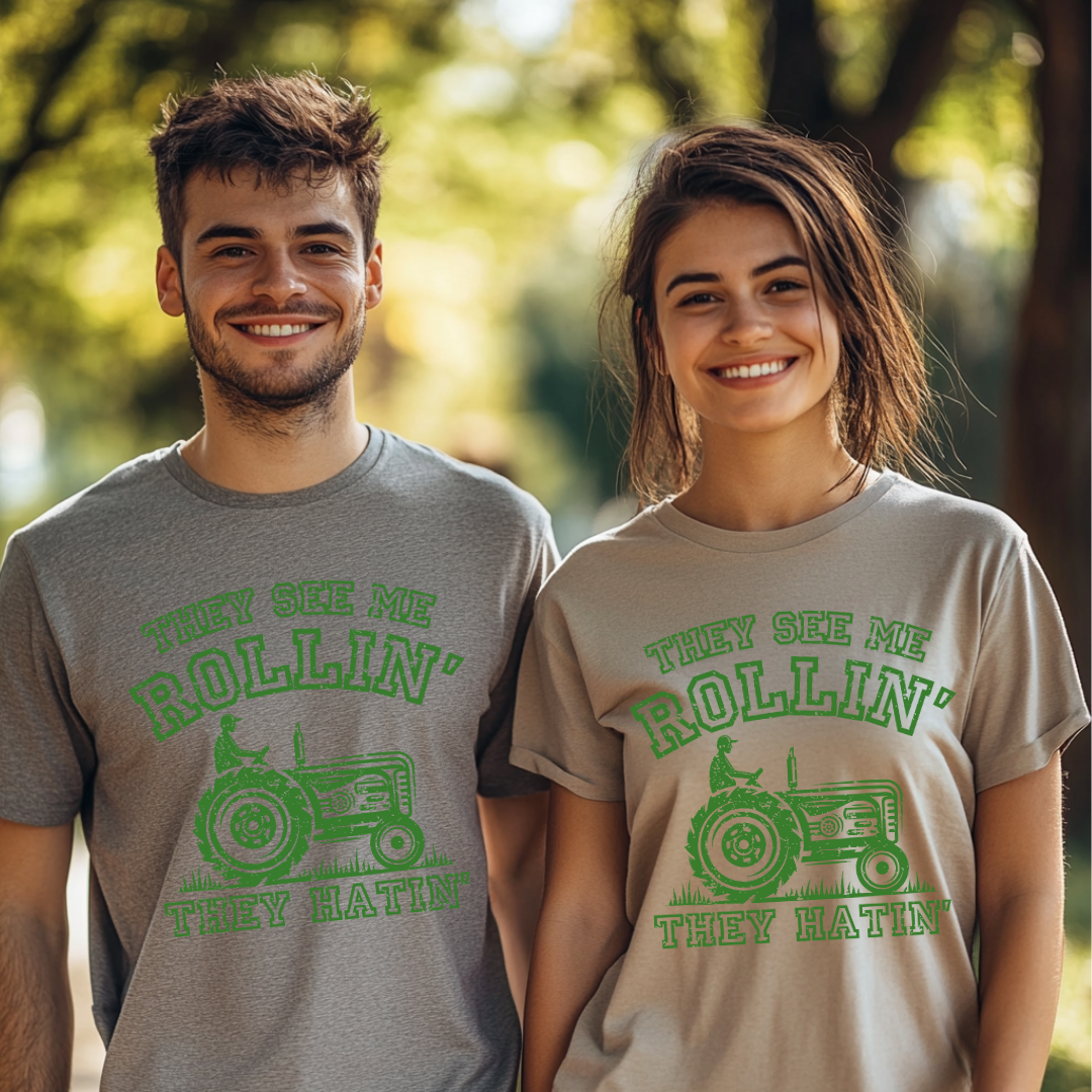 They See Me Rollin They Hatin Tractor T-Shirt | Farmer T-Shirts Funny