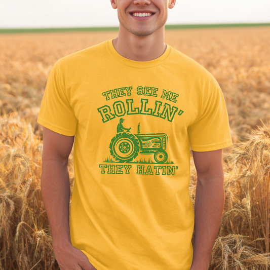They See Me Rollin They Hatin Tractor T-Shirt | Farmer T-Shirts Funny